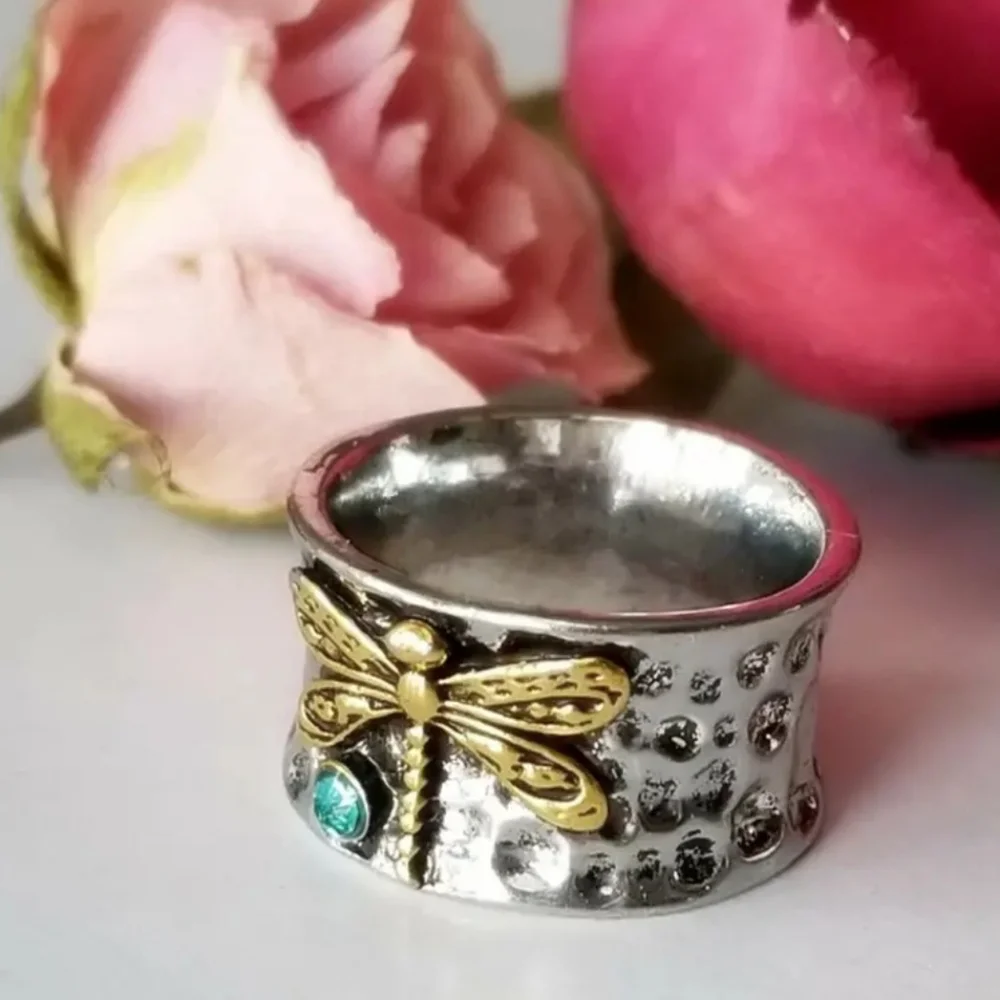 BOHO Style Dragonfly Silverplated Ring - Picture 2 of 4